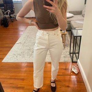 Zara white wide leg straight jeans